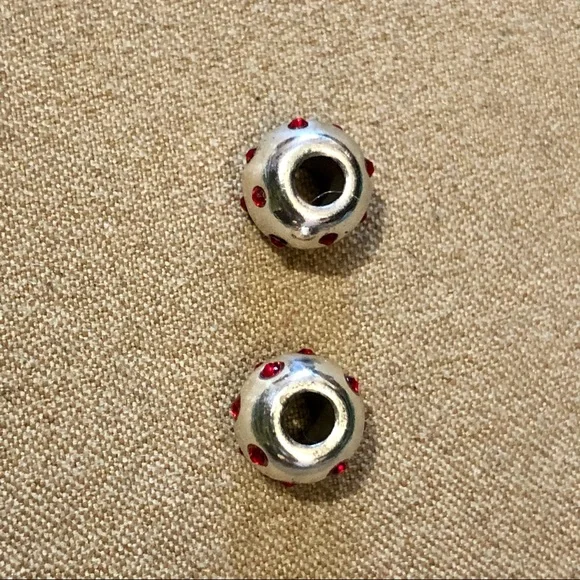 Two Brighton Dottie mini beads Bright red crystals Fit MINI holders ONLY Retired - Picture 3 of 5